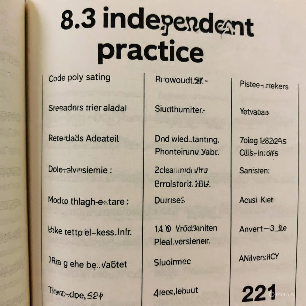 8.3 independent practice page 221 answer key